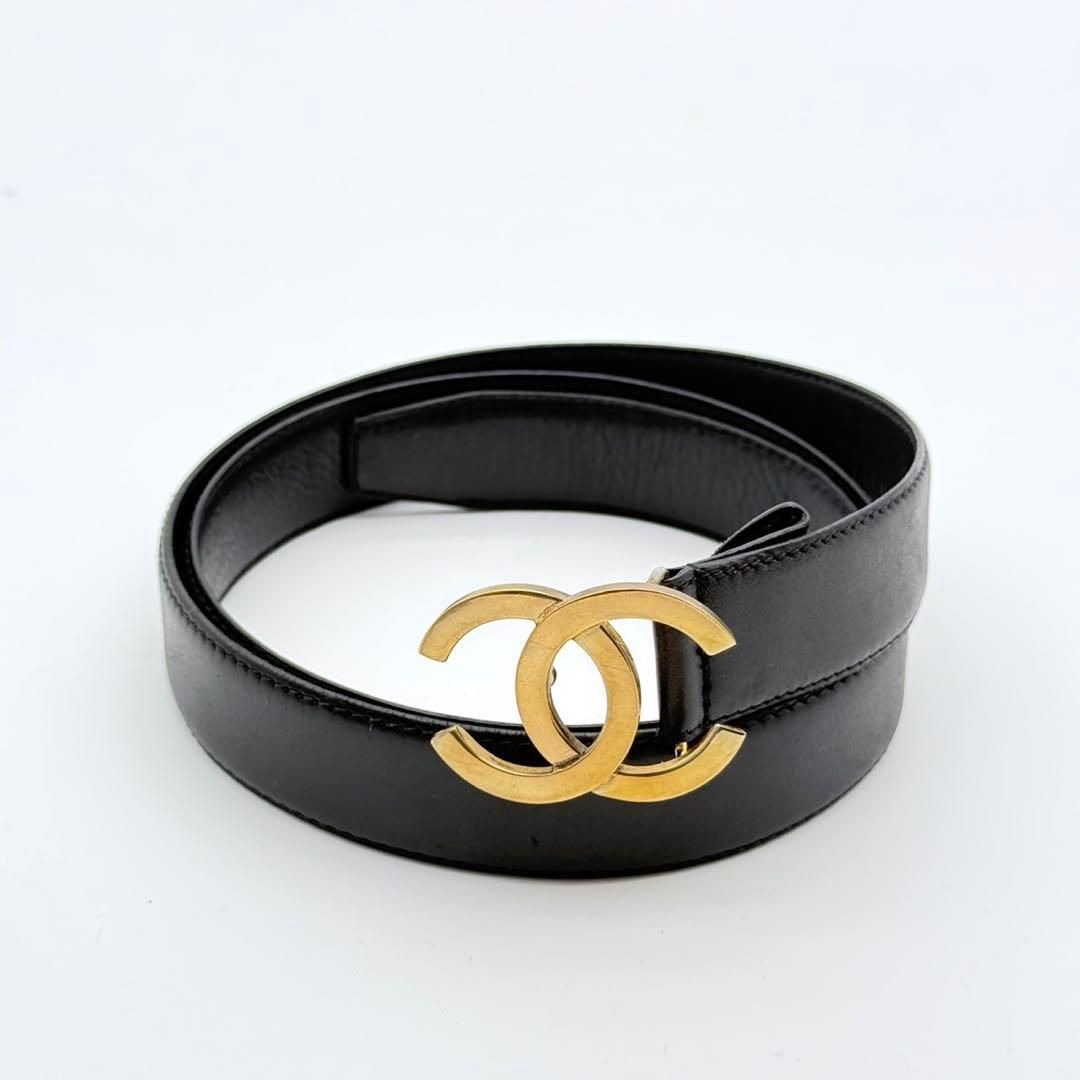 CHANEL ココマーク ベルト ブラック レザー ゴールド ユニセックス