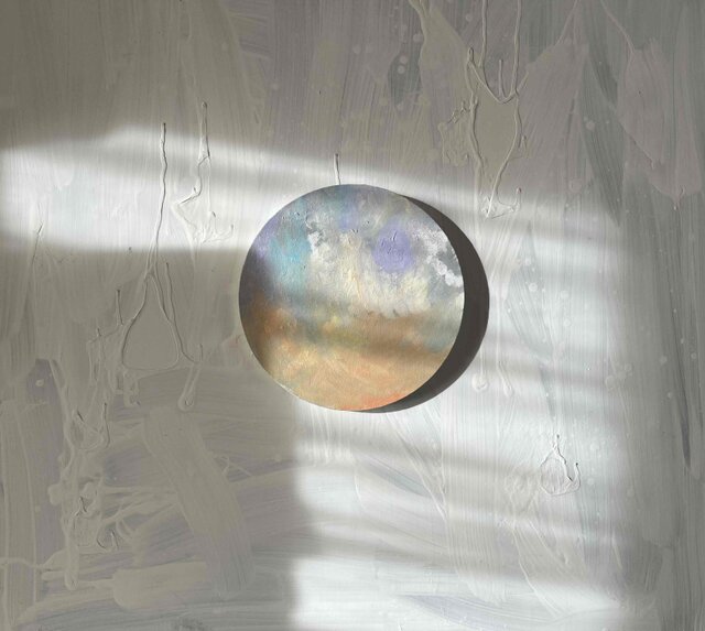 絵画 『 Aphrodite』空 油彩・原画・丸形アートパネル 直径25cm