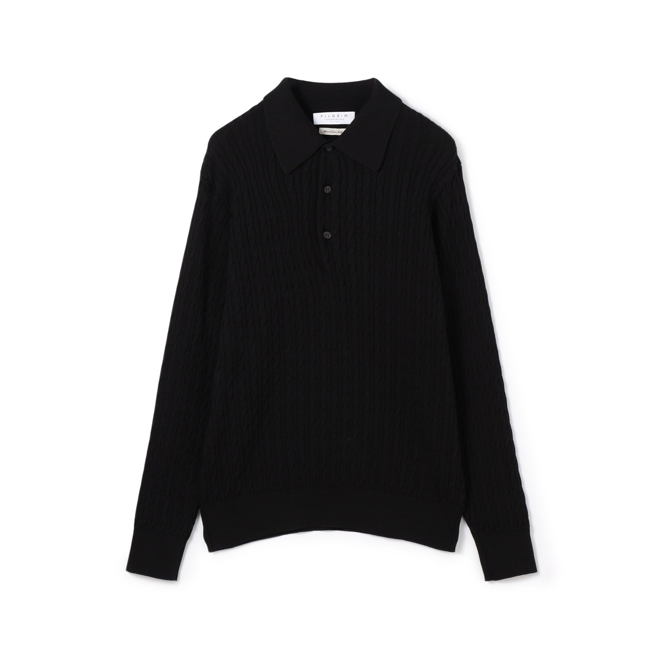 コットンシルク ポロカラー ケーブルニット｜トゥモローランド 公式通販