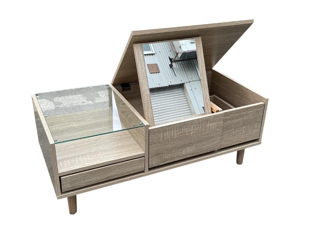 大阪京都限定 美品 LOWYA ロウヤ ドレッサーテーブル ディスプレイ収納付き ドレッサーテーブル ディスプレイ収納付き 可動ミラー付き ロー