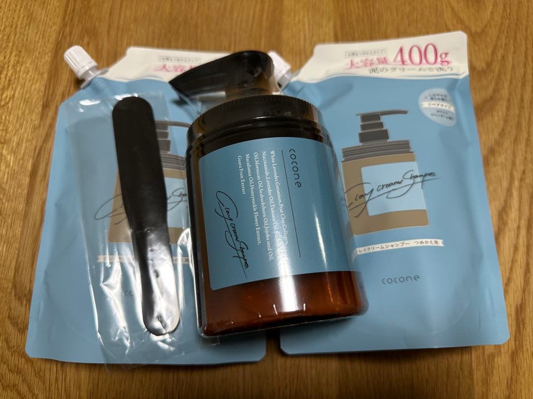 cocone クリームシャンプー 400g スパチュラ付き cocone ココネ クレイシャンプー 詰め替え クリーム 400g 泥 : これが