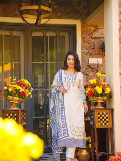 ✨ MV-659 Premium Printed Muslin Kurta Set with Dupatta 🌸💙 | Elegant Ethnic Wear 🦋