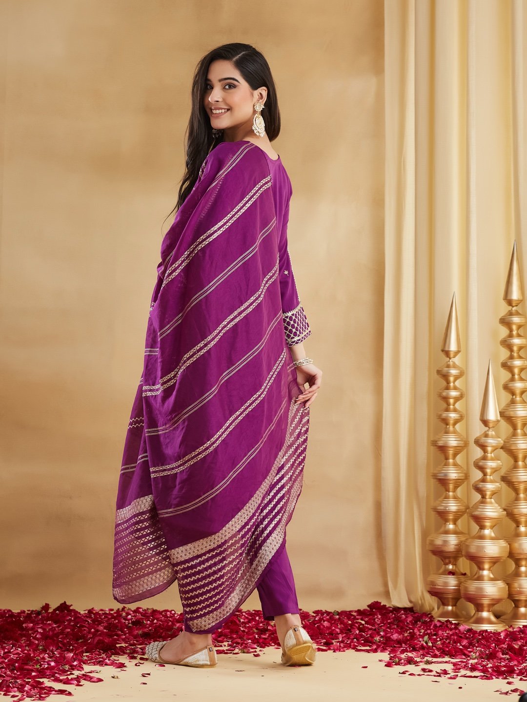 πβ¨ Royal Purple Embroidered Viscose Rayon Suit Set with Chanderi Jacquard Dupatta | MV-662 β¨π - Image 3