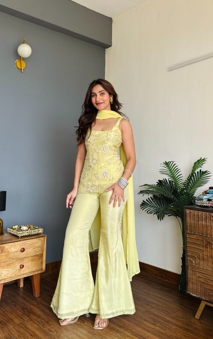 🌼✨ Embroidered Lemon Glow Sharara Set | MV-670✨🌼 - Image 5