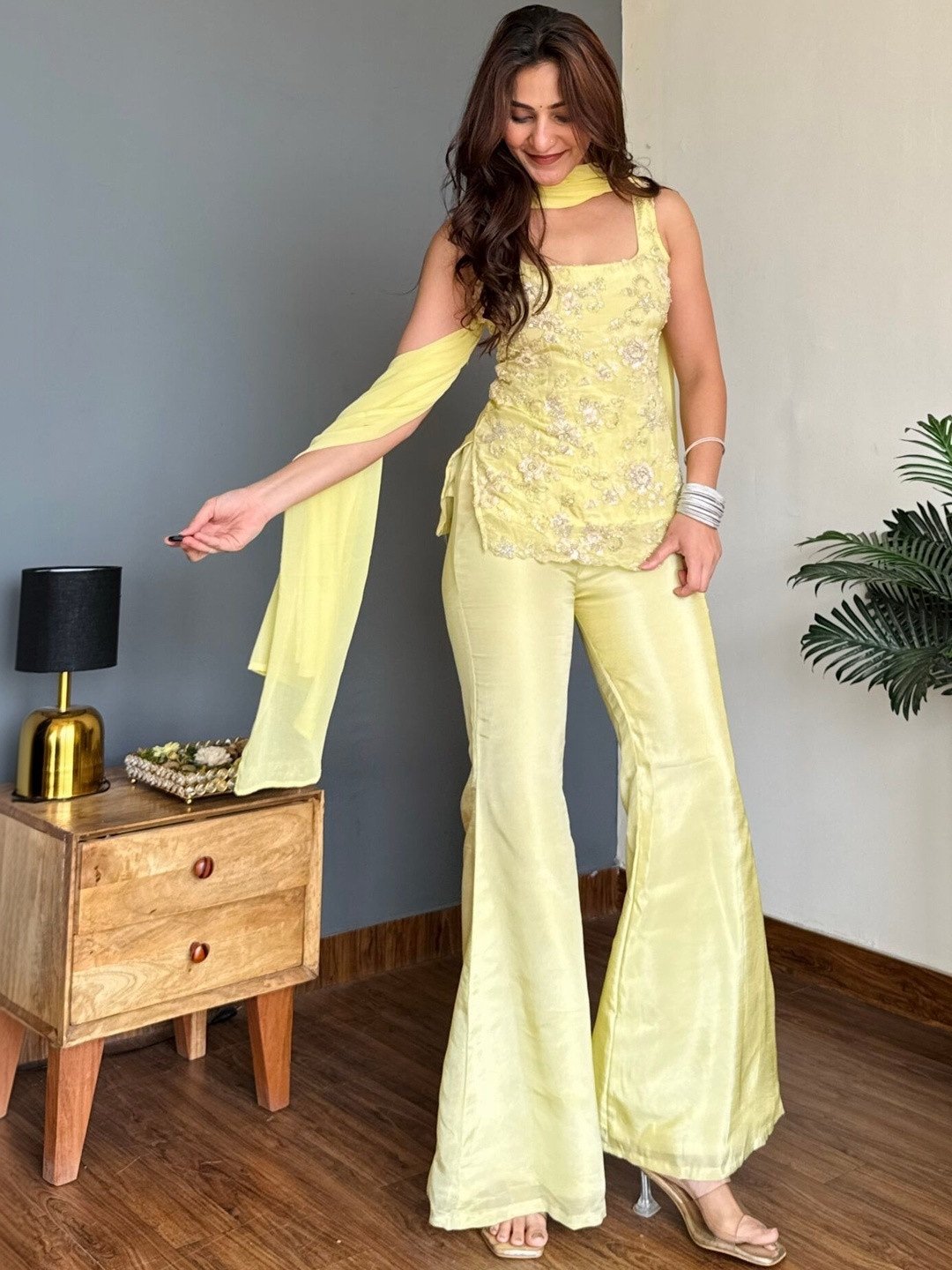 🌼✨ Embroidered Lemon Glow Sharara Set | MV-670✨🌼 - Image 6