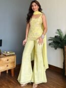 🌼✨ Embroidered Lemon Glow Sharara Set  | MV-670✨🌼