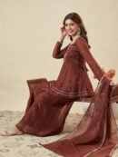 🤎✨ Royal Mocha Embroidered Fandy Silk Suit | MV-673 ✨🤎